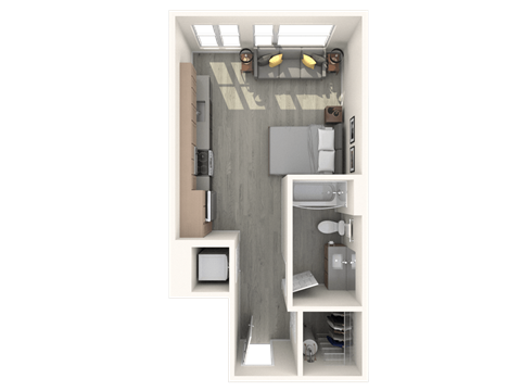 Floor plan for studio, 1 bath, 440 sqft